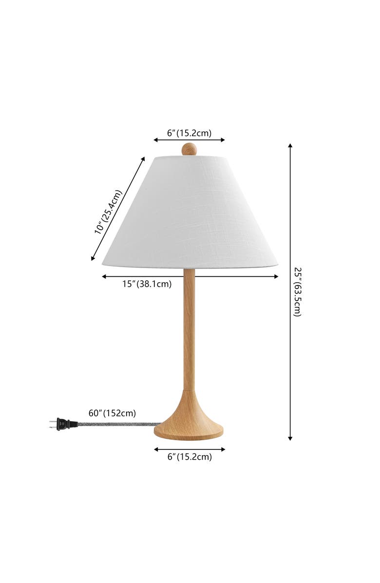 JONATHAN Y Albie 25" Modern Coastal Iron Column LED Table Lamp, Alternate, color, Brown Wood Finish