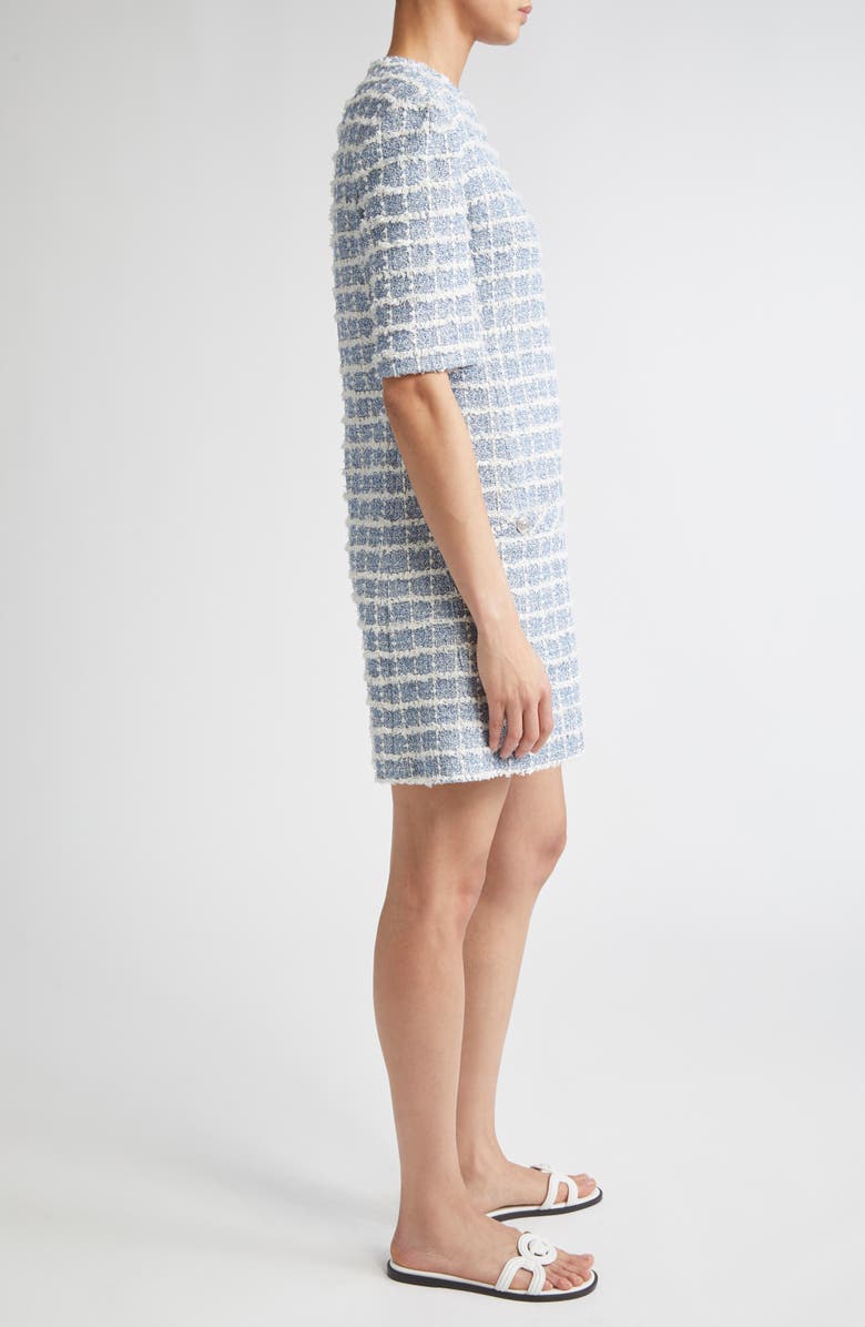 Versace Windowpane Bouclè Tweed Dress, Alternate, color, Light Indigo