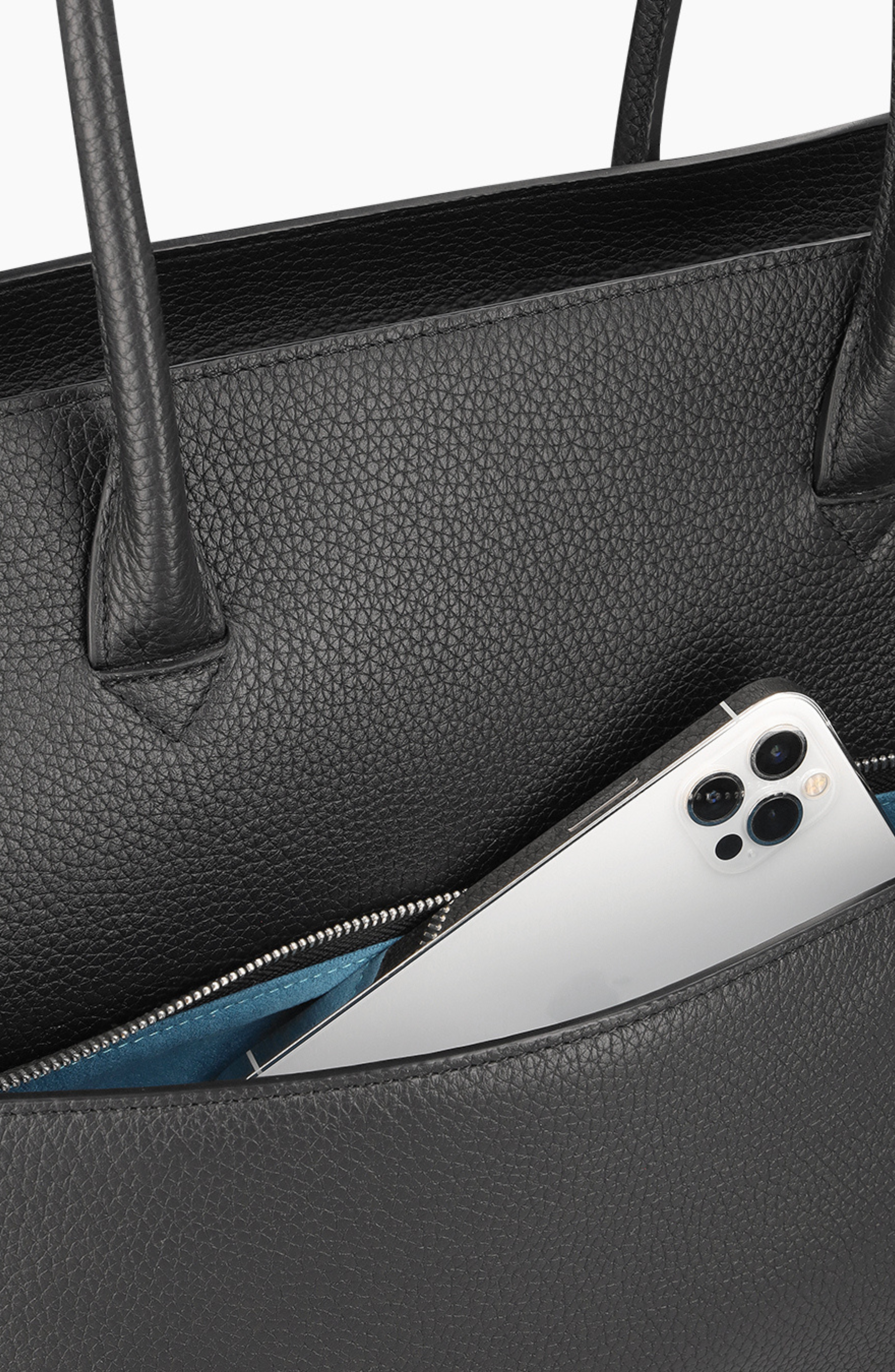 Voyager Leather Tote Bag - Grain, Alternate, color, Grain Black
