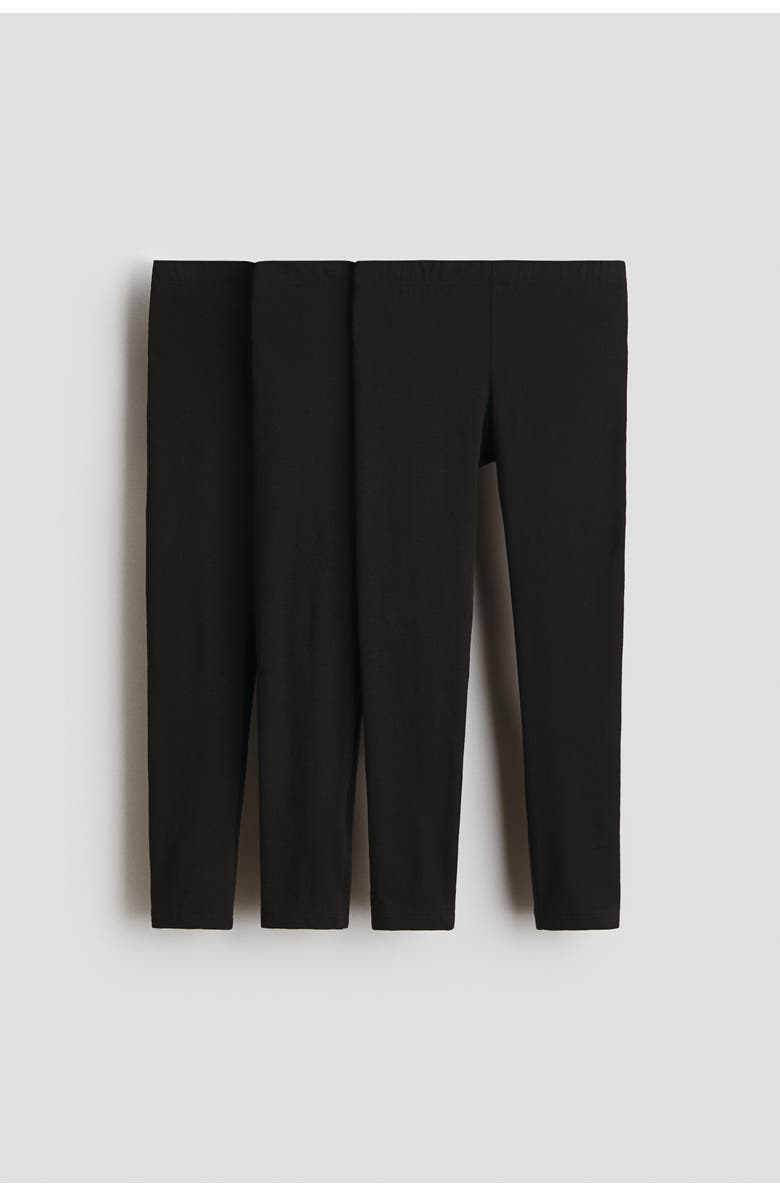 H&M 3-pack Cotton Jersey Leggings, Main, color, 