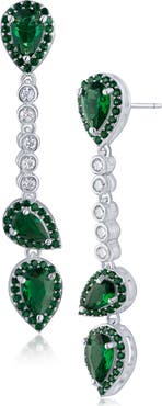 CZ by Kenneth Jay Lane Halo Cubic Zirconia Linear Drop Earrings
