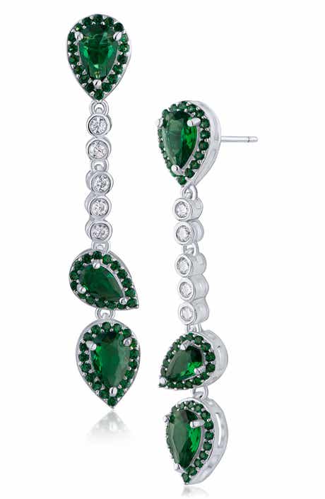 CZ by Kenneth Jay Lane Halo Cubic Zirconia Linear Drop Earrings