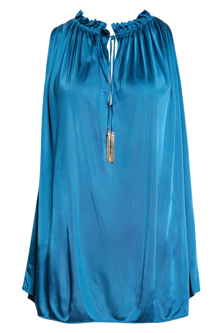Pleated Viscose Jersey Halter Top, Alternate, color, A49 DEEP BLUE