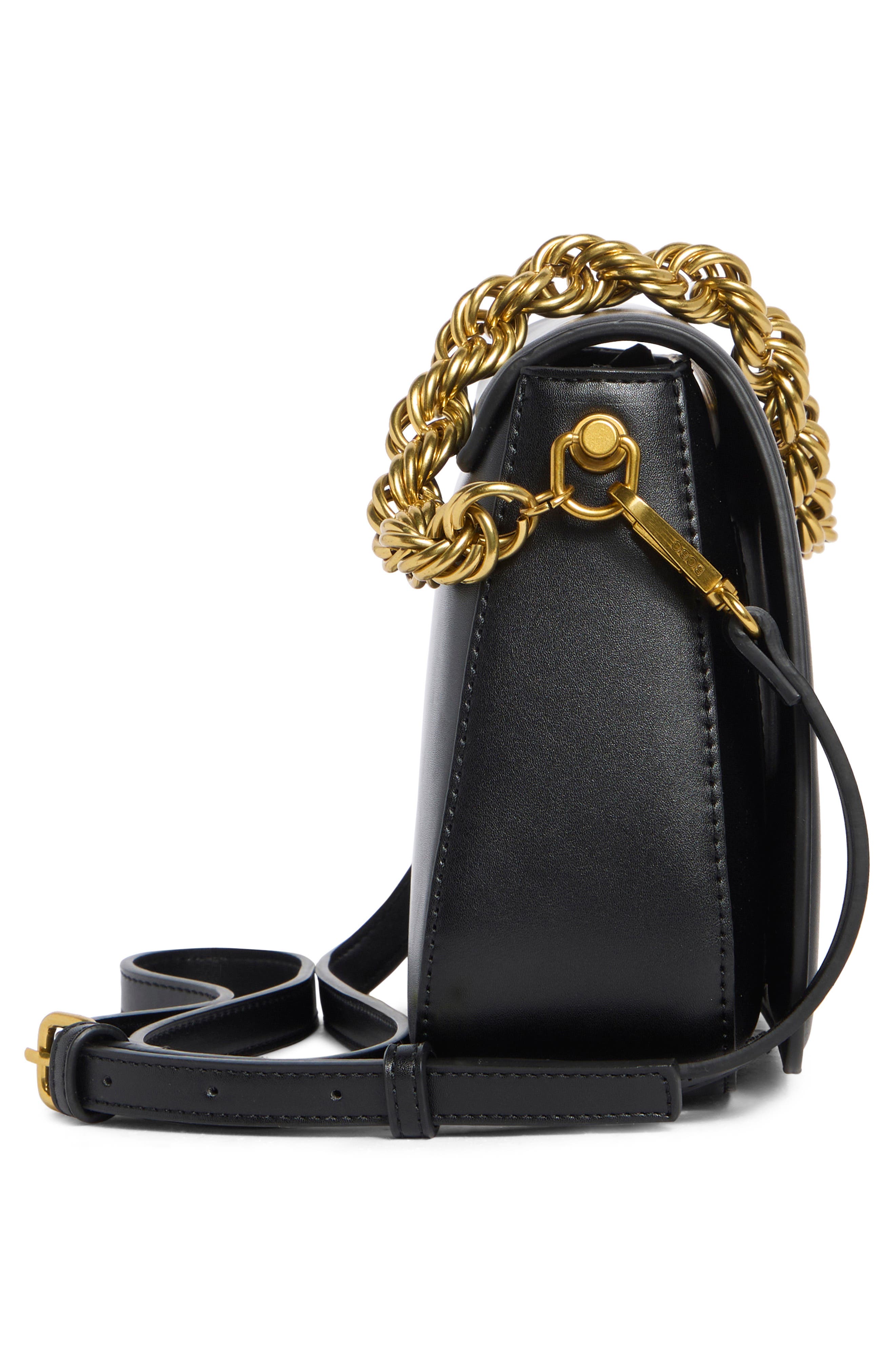 BCBG Twisted Top Handle Saddle Bag, Alternate, color, Black