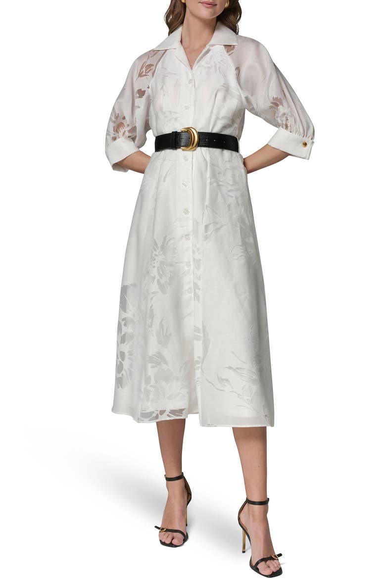 Floral Cutout Shirtdress, Main, color, CREAM (CRM)