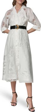 Donna Karan New York Floral Cutout Shirtdress