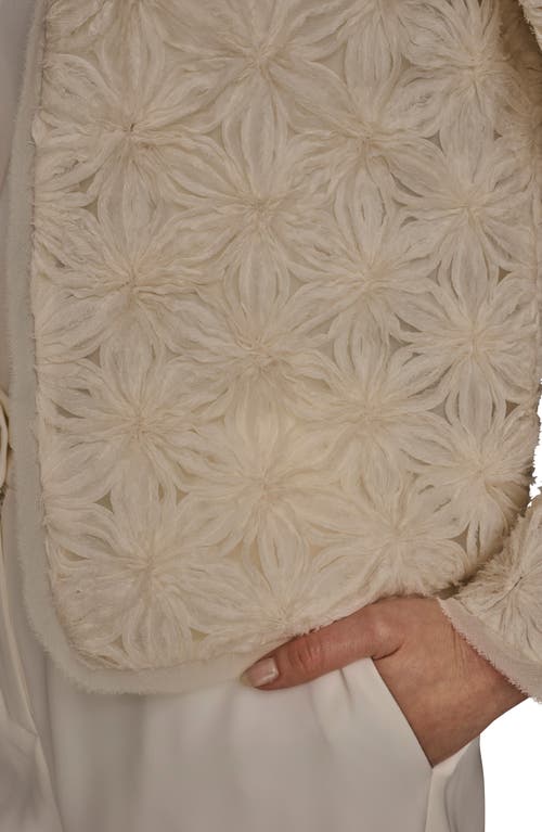 Donna Karan New York Novelty Embroidered Floral Open Front Jacket In Neutral