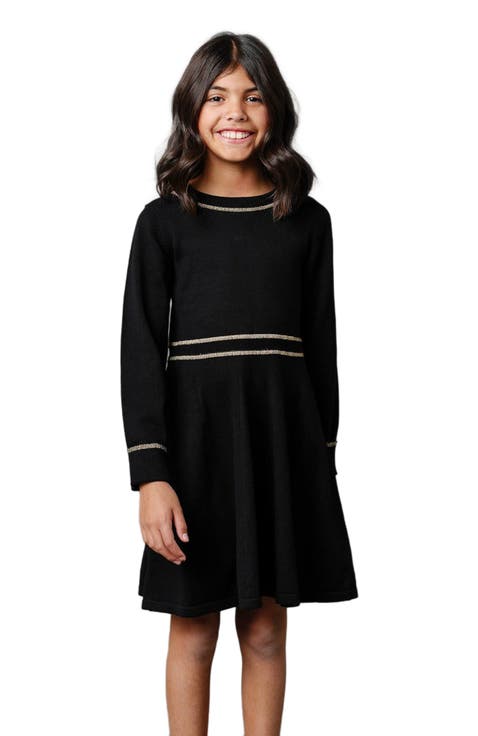 Girls' Organic Ruffle Collar Sweater Dress, Toddler