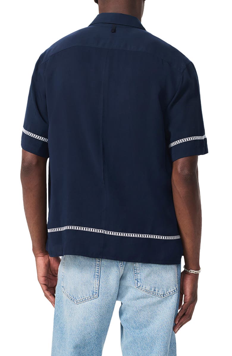 rag & bone Dalton Embroidered Short Sleeve Button-Up Shirt, Alternate, color, Blue