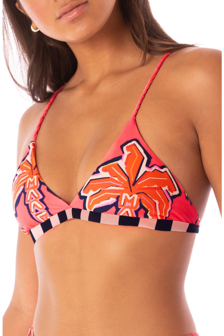 Racing Palms Reversible Triangle Bikini Top, Alternate, color, BRIGHT PINK