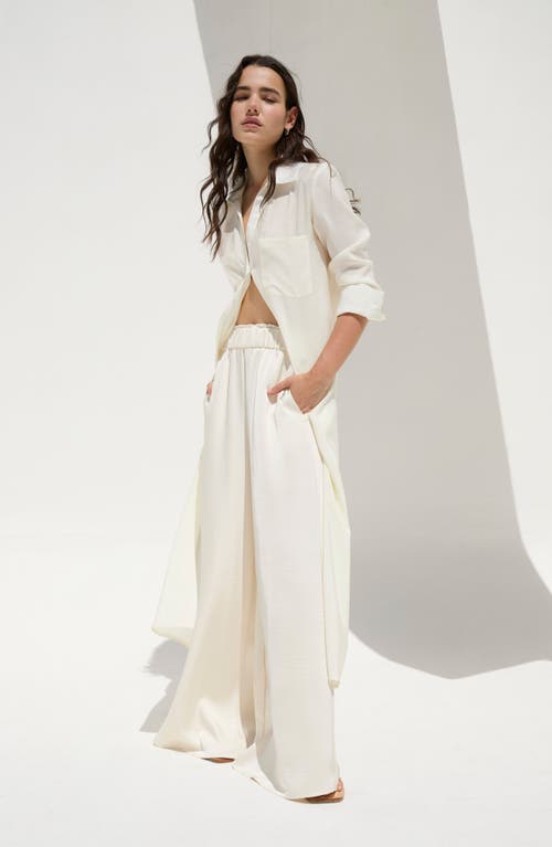 DELUC DELUC BELEL HIGH WAIST SATIN WIDE LEG PANTS 