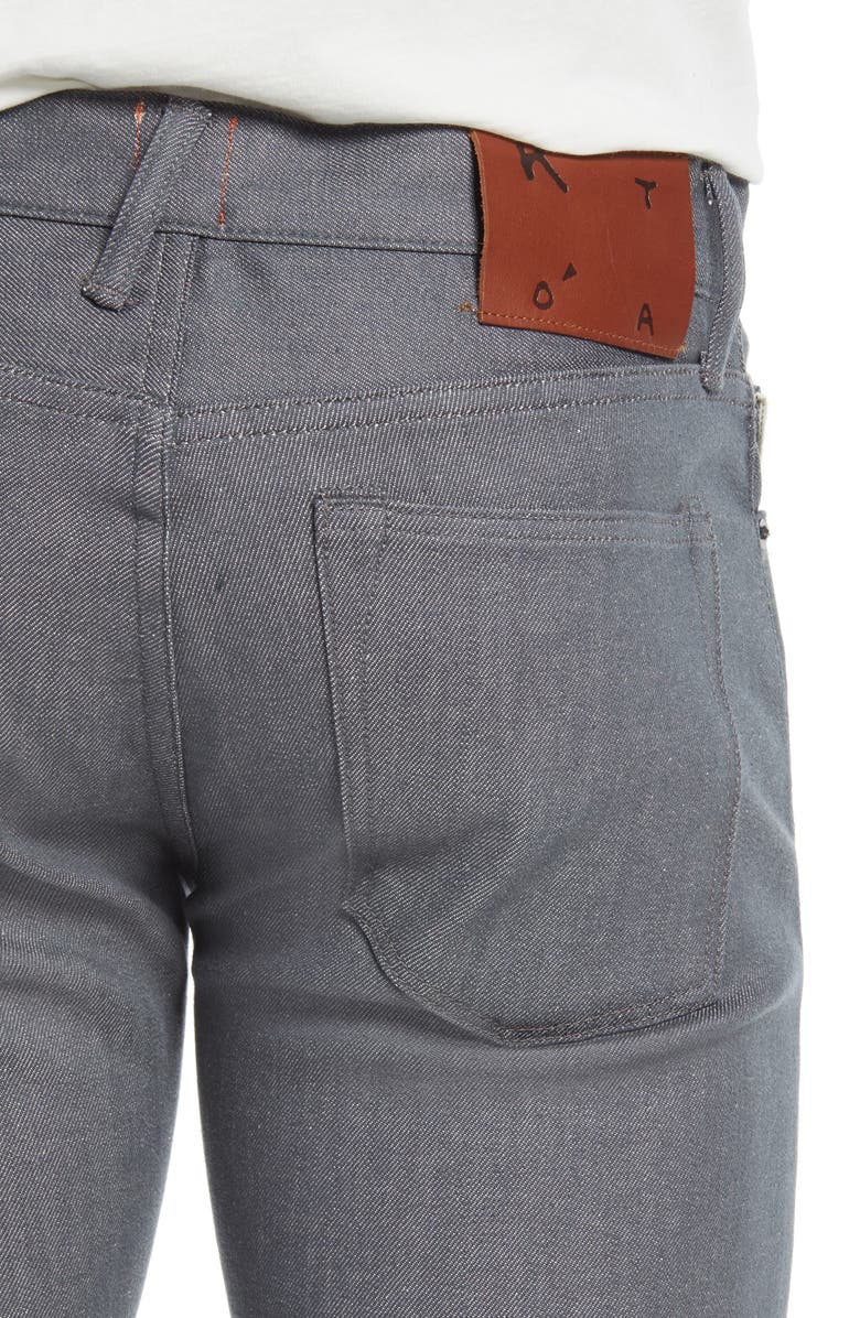 HIROSHI KATO Pen Slim 10.5-Ounce Stretch Selvedge Denim Jeans, Alternate, color, Gray Raw