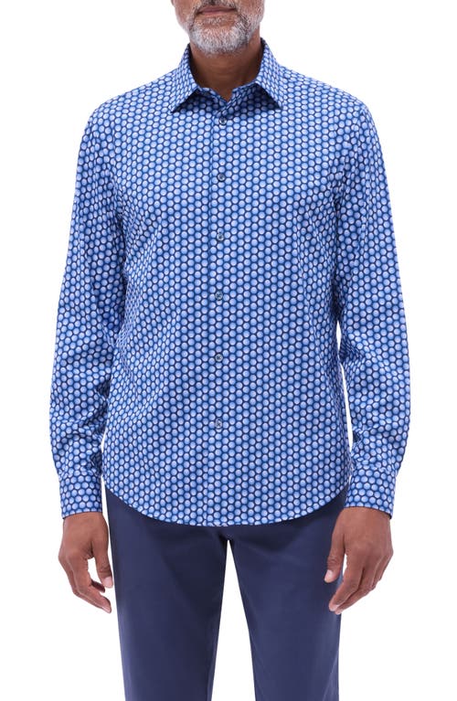 Bugatchi Jimmy Ooohcotton® Geo Print Button-up Shirt In Cobalt