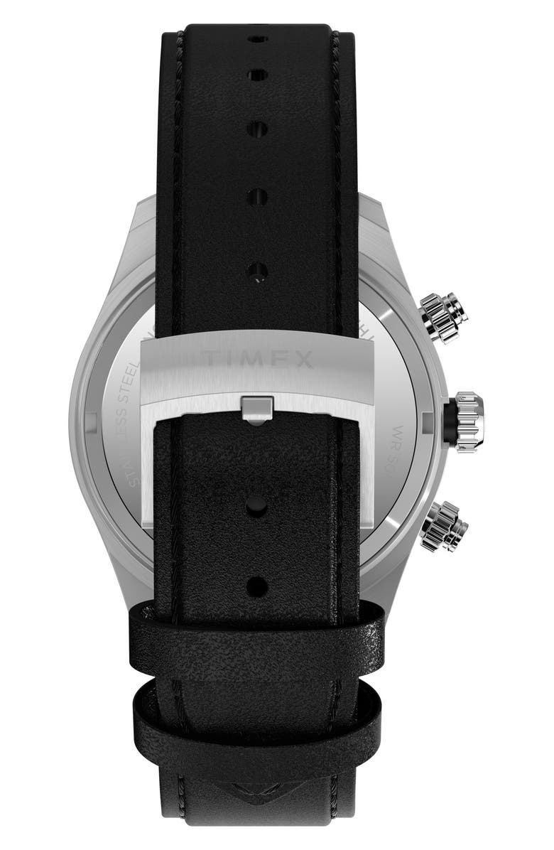 Timex<sup>®</sup> Waterbury Heritage Chronograph Leather Strap Watch, 39mm, Alternate, color, 