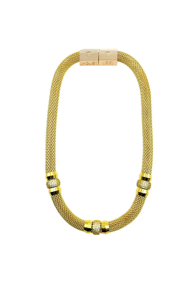 Fancy Mesh Necklace, Main, color, Gold