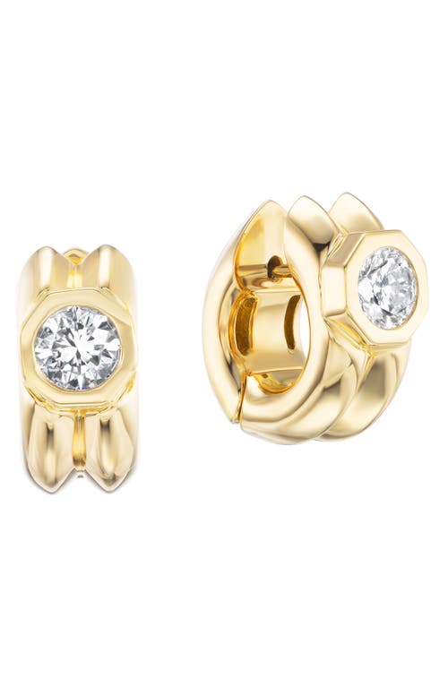 Uniform Object Machina Diamond Huggie Hoop Earrings In Yellow Gold