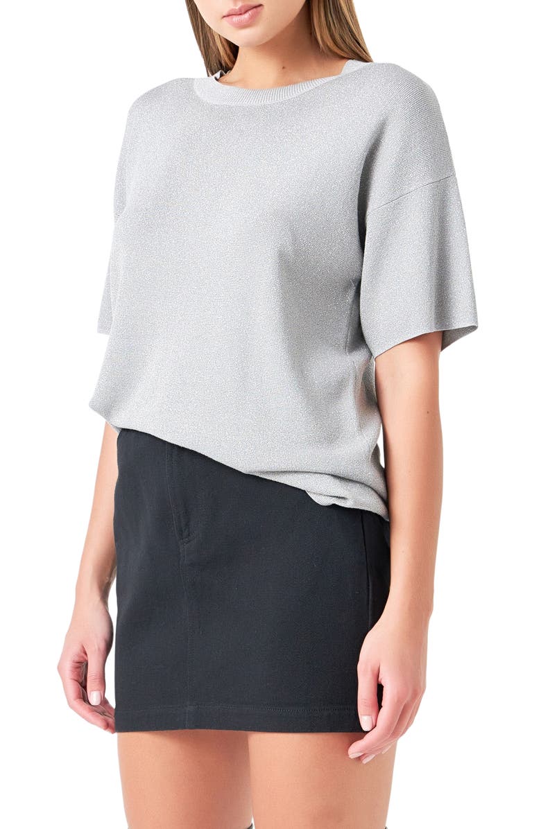 Grey Lab Metallic Knit Top, Alternate, color, Grey