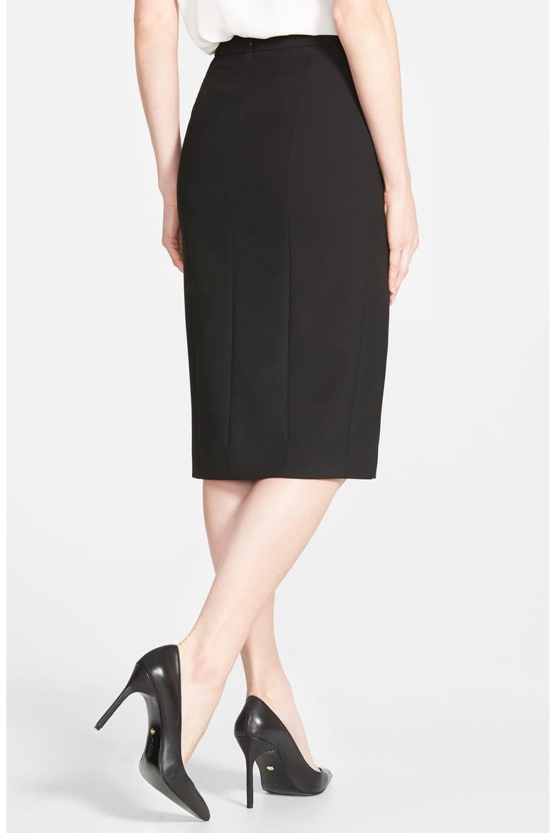 'Colette' Faux Wrap Pencil Skirt, Alternate, color, BLACK