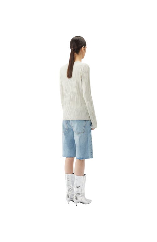 Gobi Mongolian Cashmere Cashmere Silk Sweater With Silver Threading In White