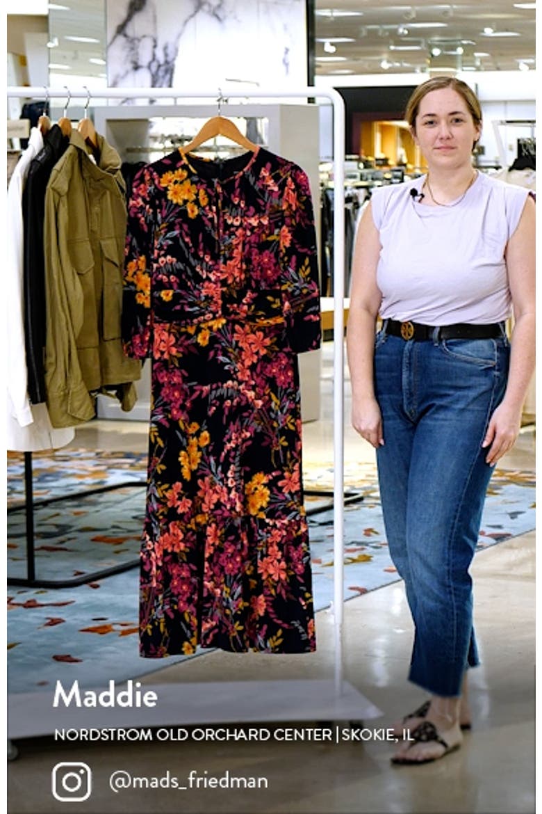 Floral Print Ruched Midi Dress video