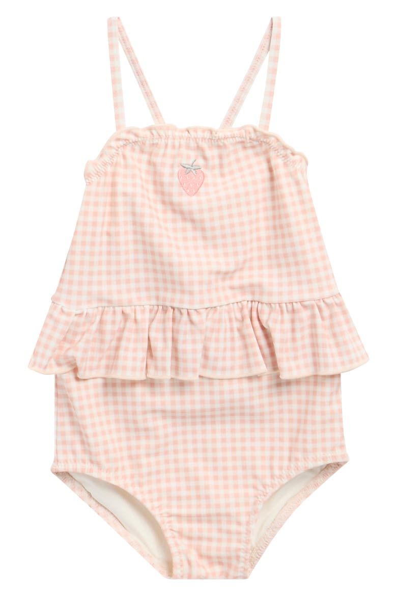Tori Skirted One-Piece Swimsuit, Main, color, PETAL GINGHAM