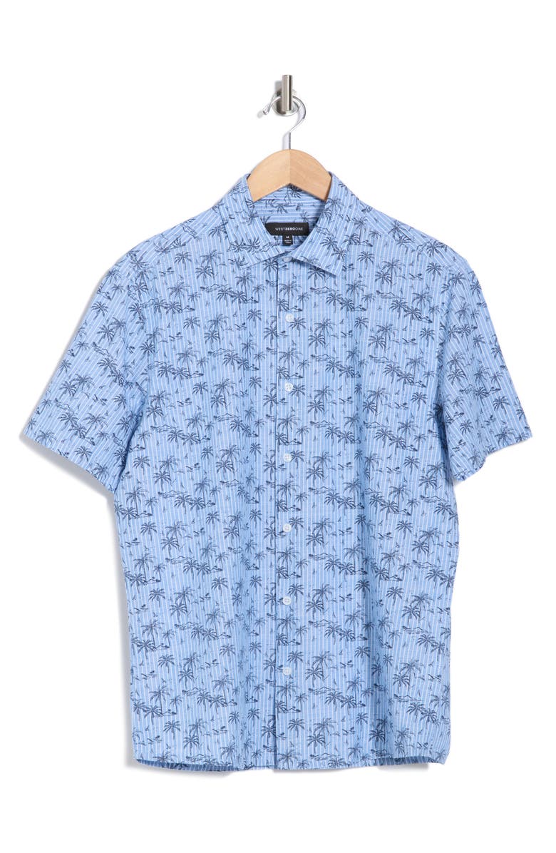WESTZEROONE Marco Short Sleeve Button-Up Shirt, Alternate, color, Blue