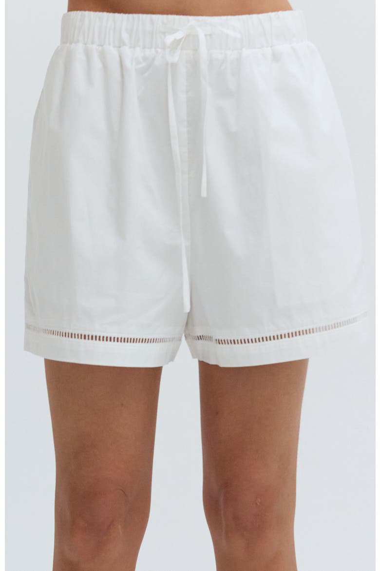 Poplin Lattice Trim Shorts, Main, color, White