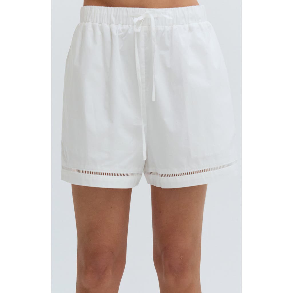 Dissh CRESCENT Poplin Lattice Trim Shorts in White at Nordstrom, Size Medium