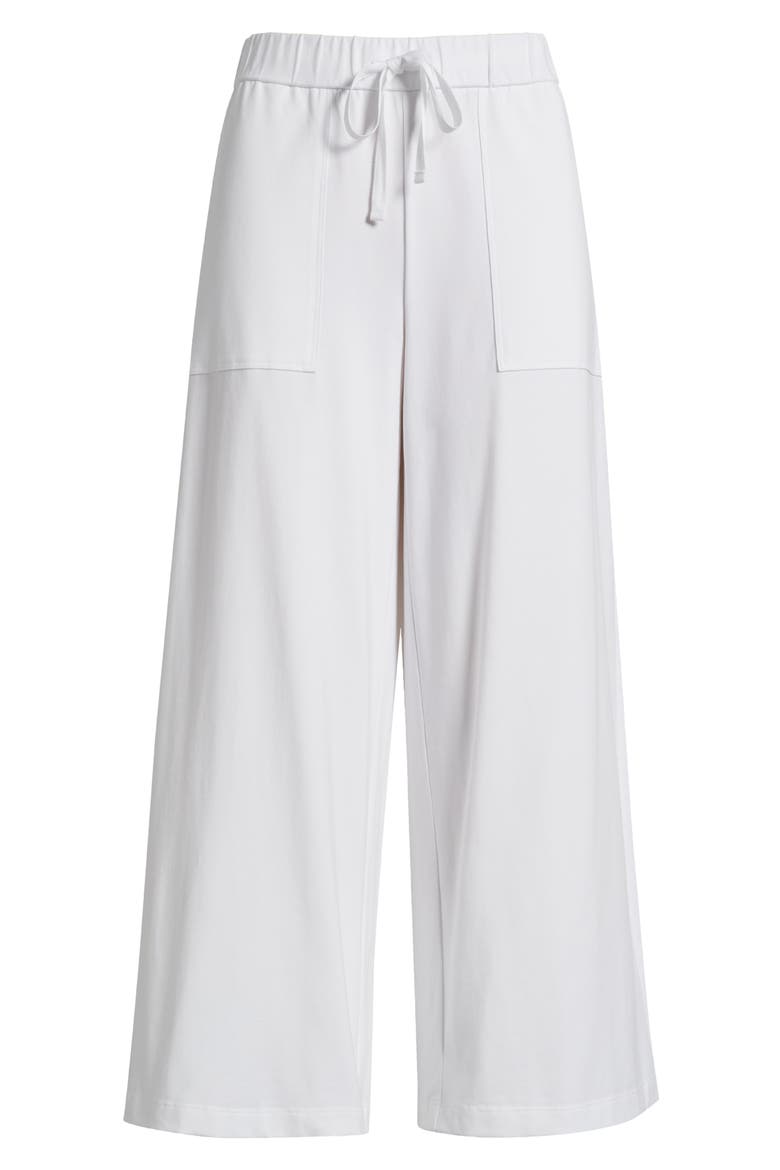 Stretch Organic Cotton Crop Wide Leg Pants, Alternate, color, WHITE
