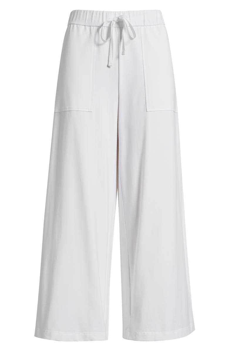 Eileen Fisher Stretch Organic Cotton Crop Wide Leg Pants, Alternate, color, White