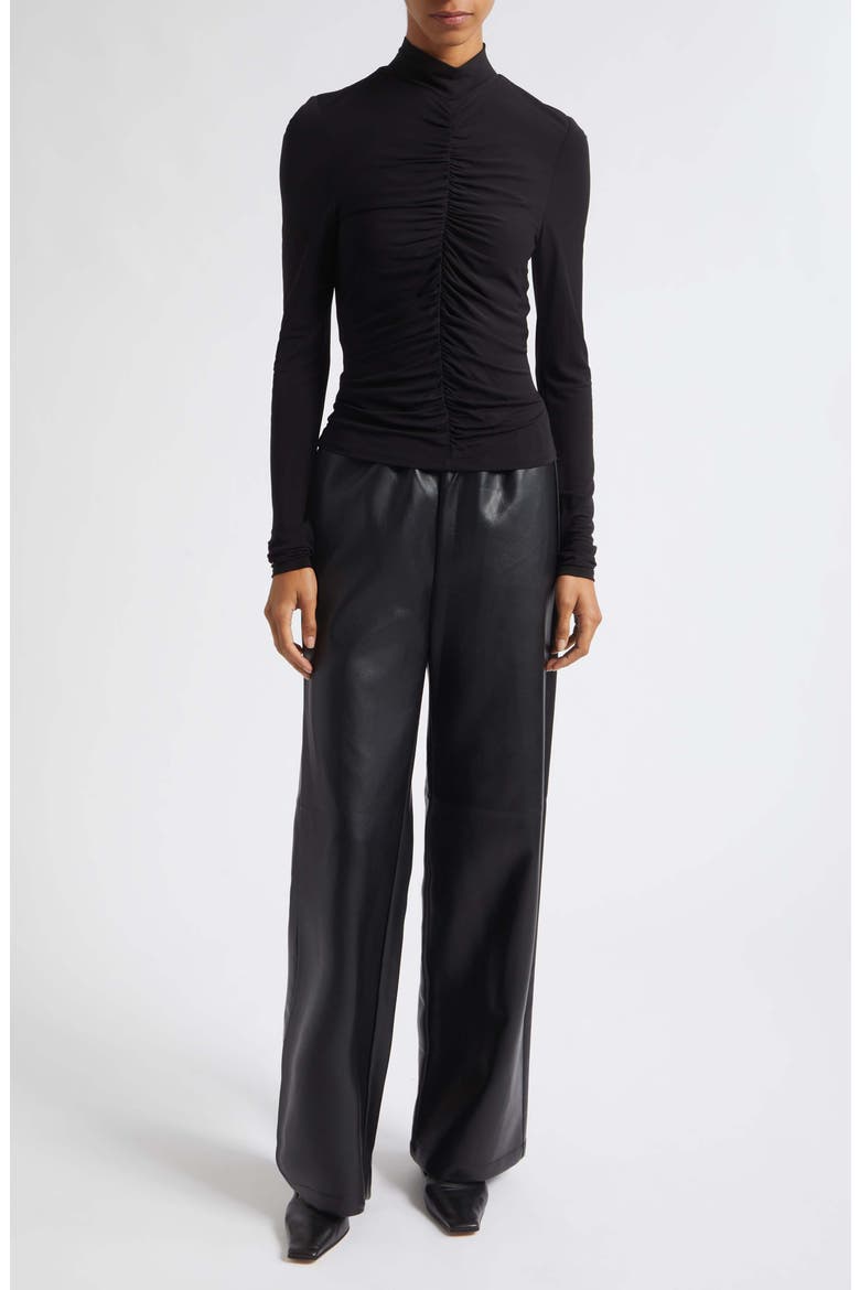 Mick Pull-On Faux Leather Pants, Alternate, color, JET