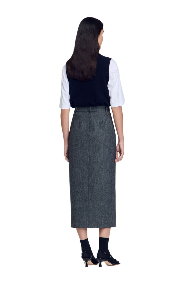 SANDRO Long slit skirt, Alternate, color, 