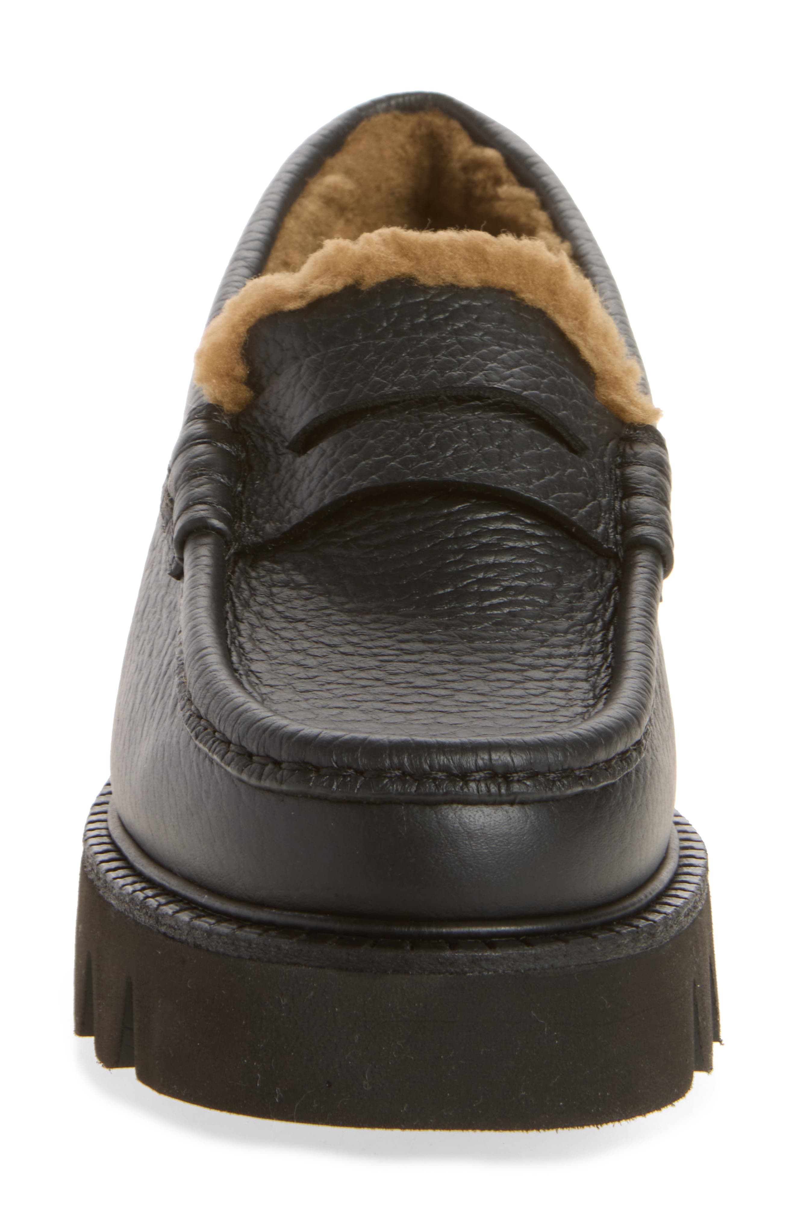 Sebas Lug Penny Loafer, Alternate, color, BLACK CERVO-SHRLNG