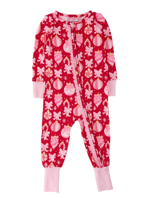 Girls SoftSnooze Holiday Convertible Ruffle One Piece Pajama