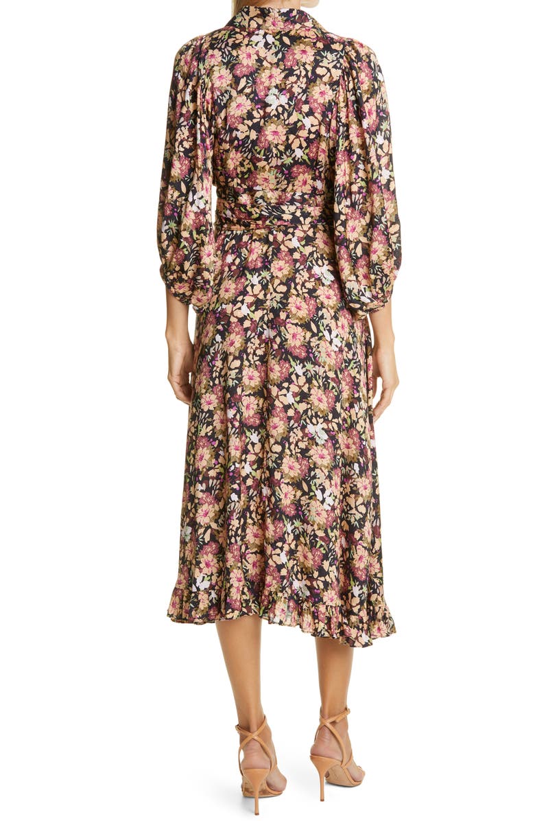 byTiMo Floral Print Wrap Midi Dress, Alternate, color, 