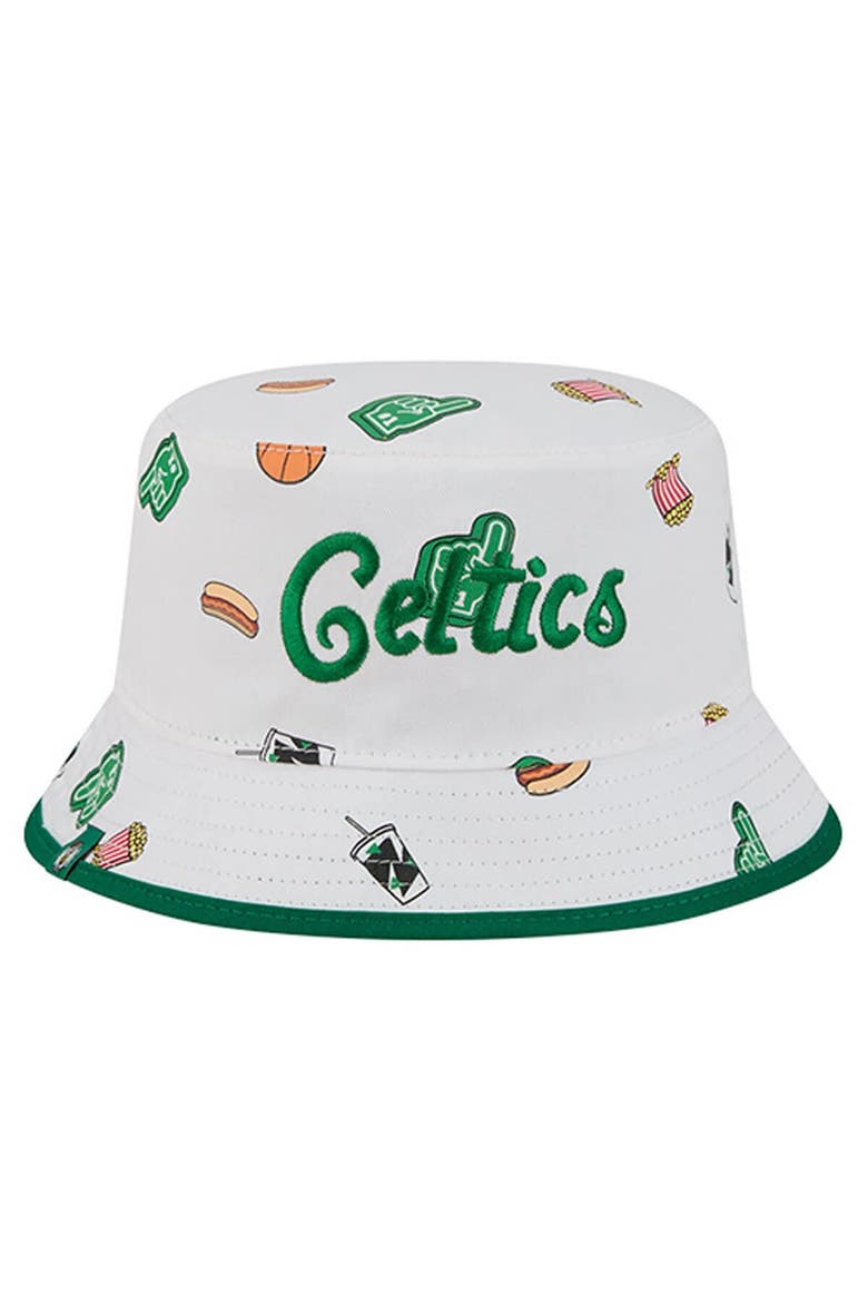 Men's New Era White Boston Celtics Team Cheer Reversible Bucket Hat, Alternate, color, White