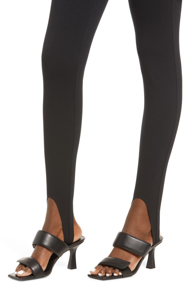 High Waist Stirrup Leggings, Alternate, color, BLACK