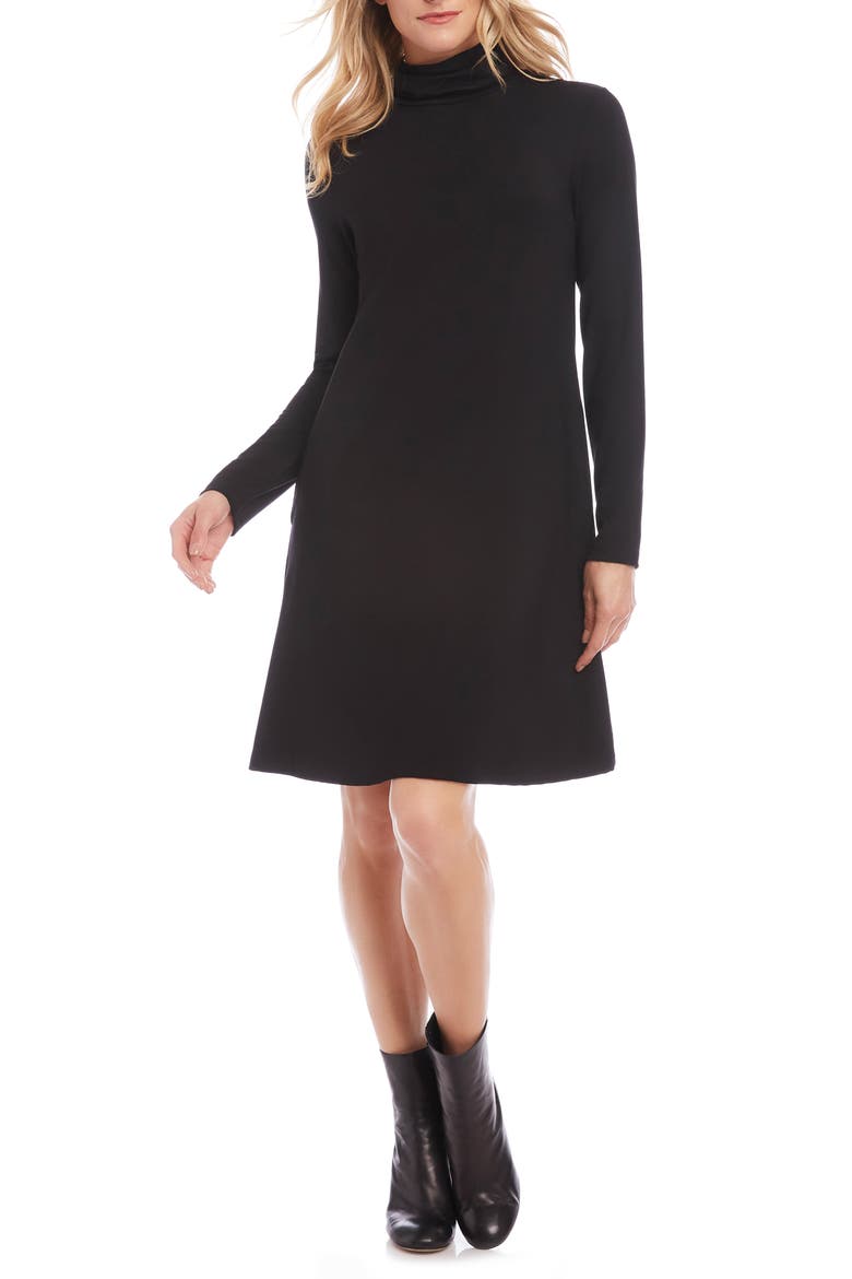 Quinn Long Sleeve Turtleneck Dress, Main, color, BLACK