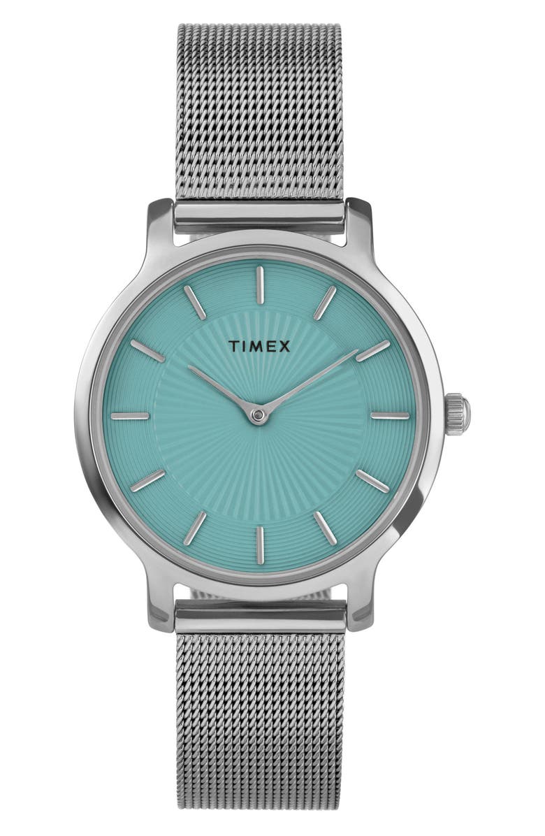 Timex<sup>®</sup> Transcend Mesh Strap Watch, 34mm, Main, color, Silver