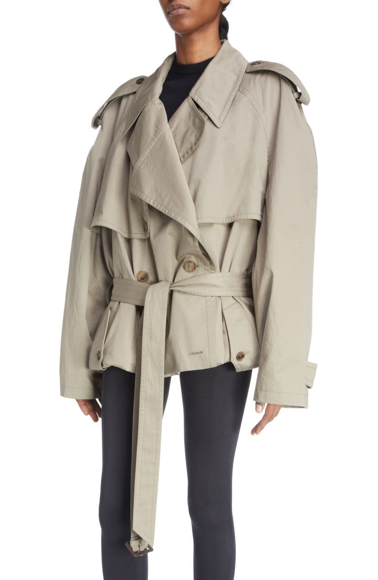 Balenciaga Oversize Crop Trench Coat, Alternate, color, 