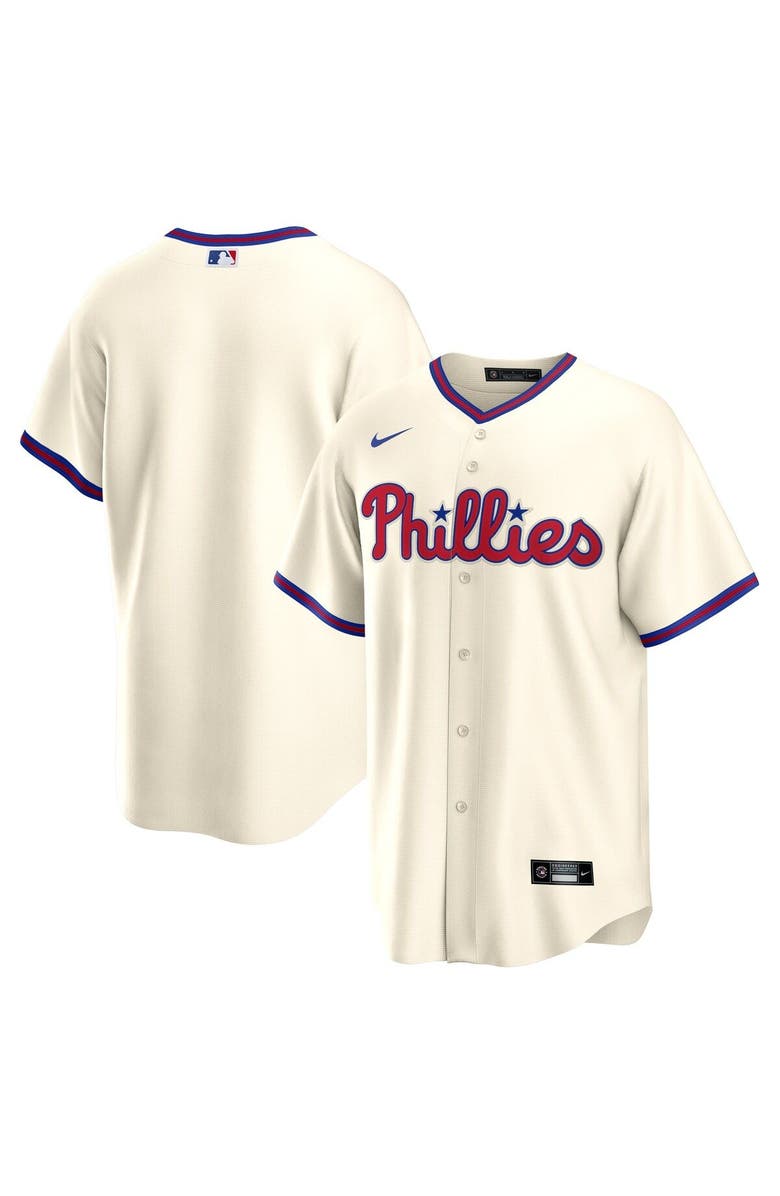 Nike Men's Nike Cream Philadelphia Phillies Alternate Replica Team Jersey, Main, color,