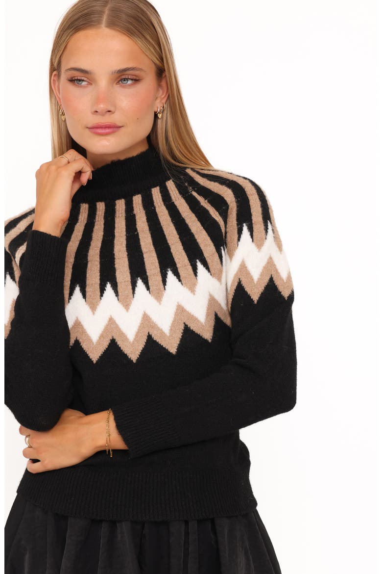 Donner Fair Isle Mock Neck Sweater, Alternate, color, BLACK