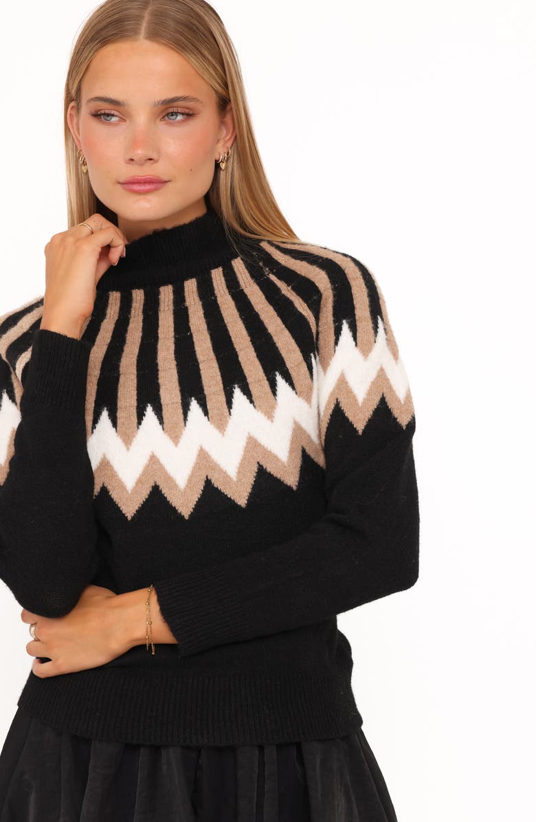 Petal & Pup Donner Fair Isle Mock Neck Sweater, Alternate, color, Black