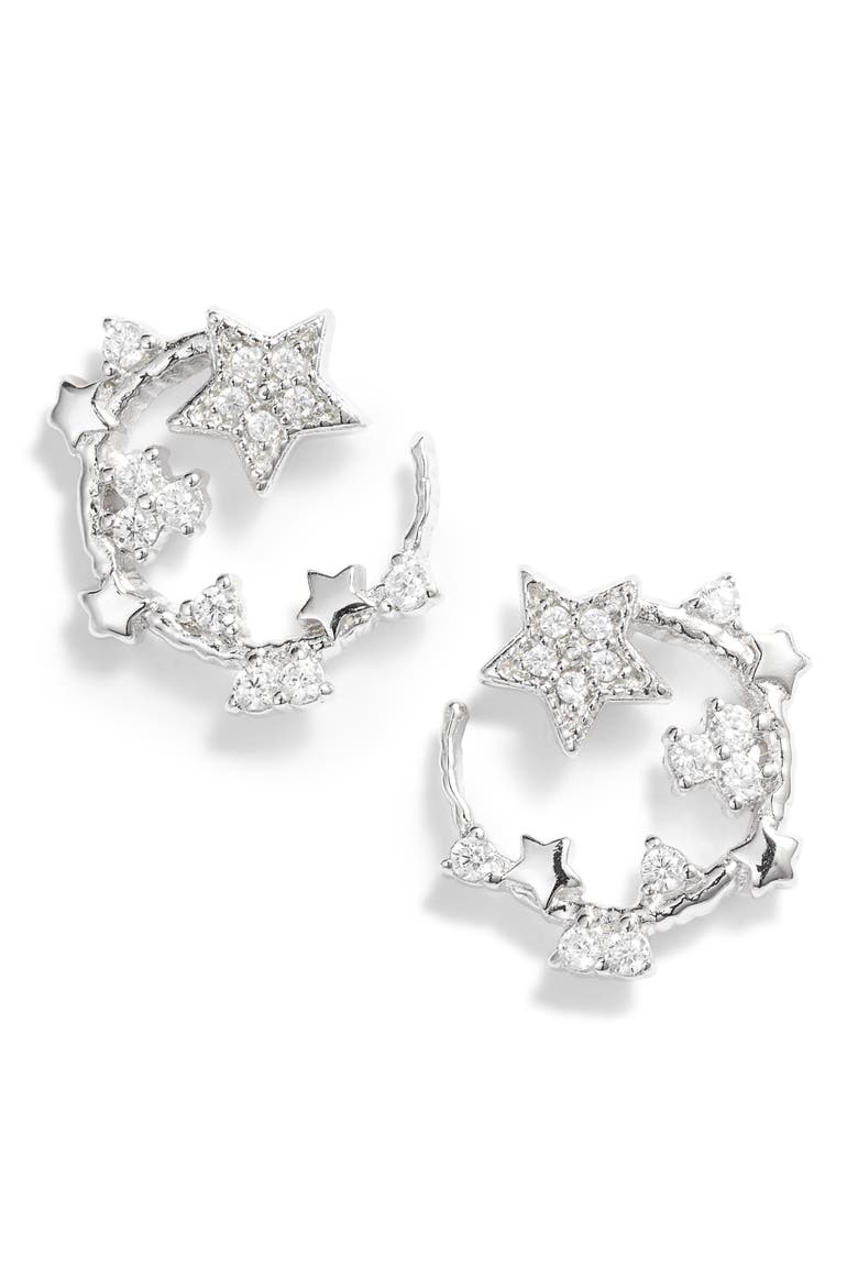 Celestial Swirl Stud Earrings, Main, color, SILVER