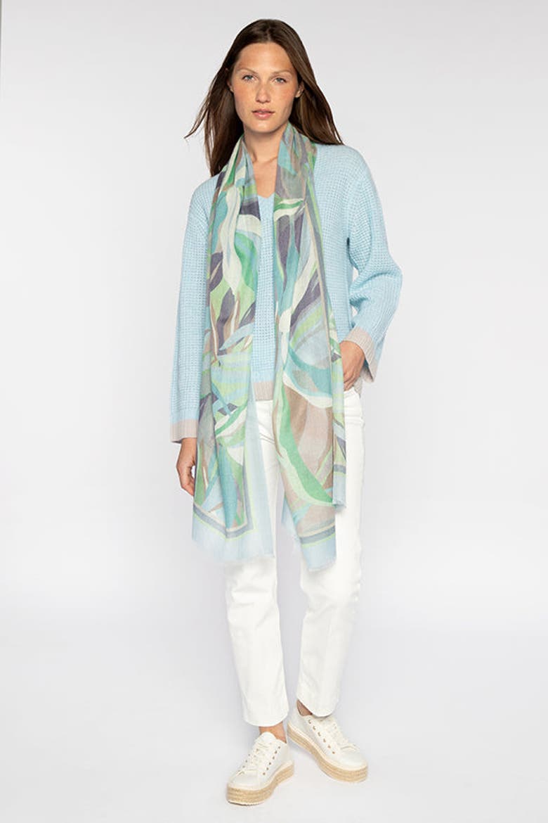 Palm Print Scarf, Main, color, Surf