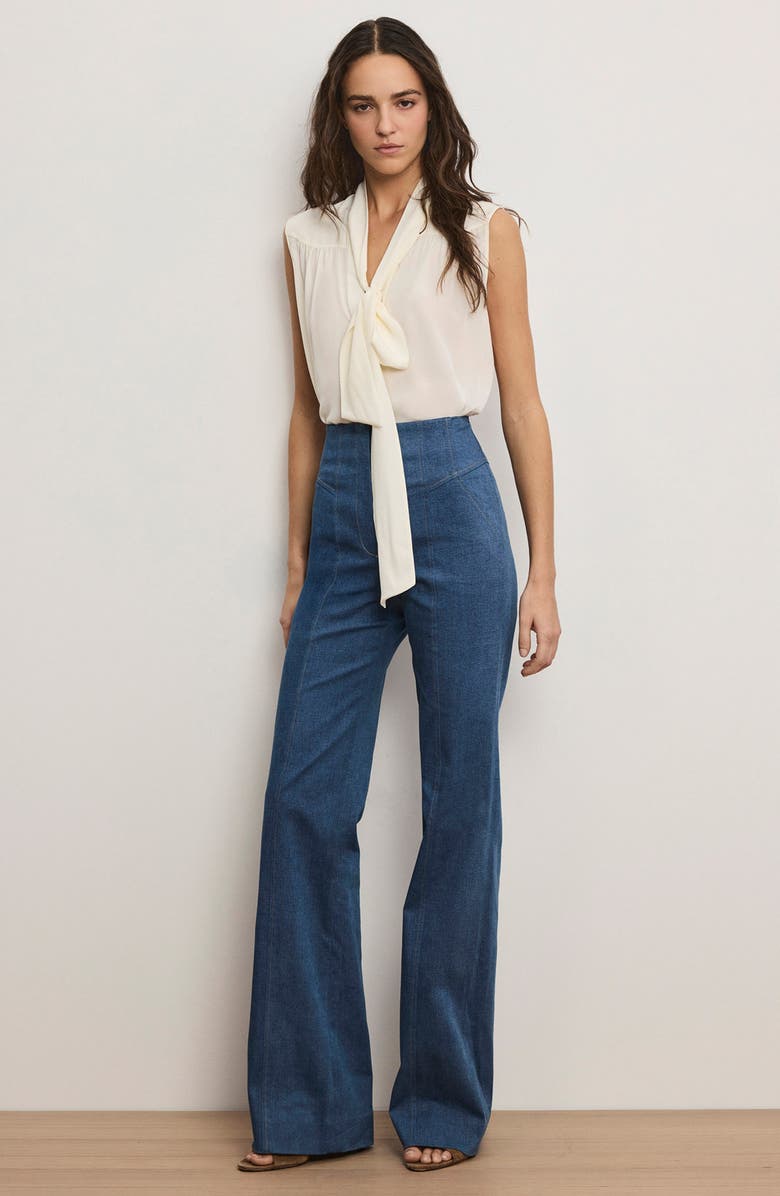 Veronica Beard Frenkle Topstitch Detail Cotton Blend Pants, Alternate, color, Cosmo