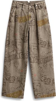 Desigual Graffiti Print Wide Leg Jeans
