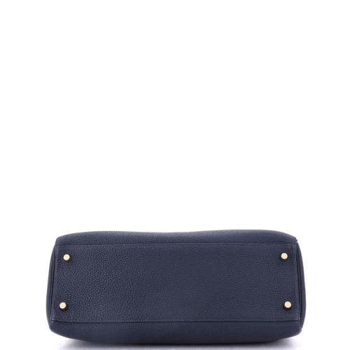 Pre-owned Hermes Hermes Kelly Handbag Blue Togo With Gold Hardware 32 In Blue