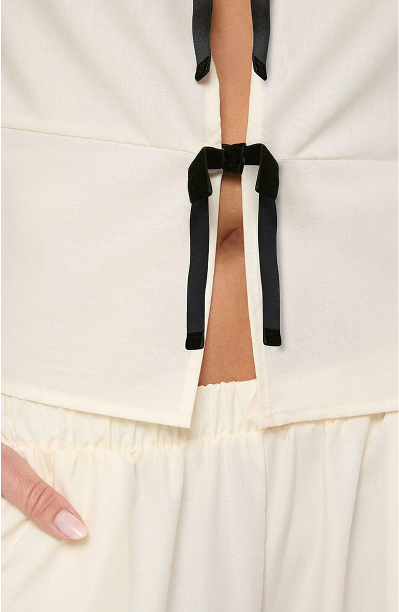 WeWoreWhat Tie Front Shirt, Alternate, color, Ivory/Black