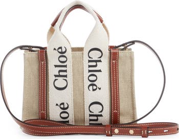 Chloé Small Woody Logo Strap Linen Tote | Nordstrom